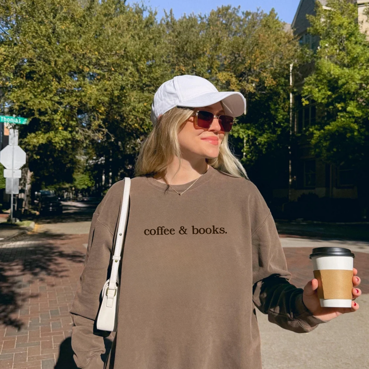 Coffee & Books Embroidered Crewneck | Bookish Merch