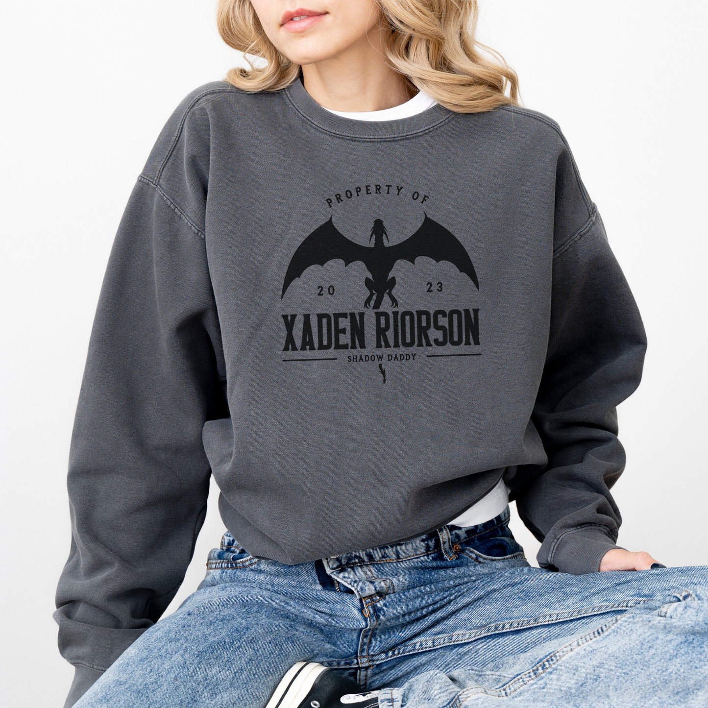 Property of Xaden Riorson Shadow Daddy Crewneck | Fourth Wing Merch