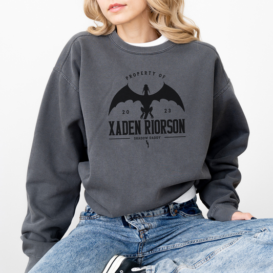 Property of Xaden Riorson Shadow Daddy Crewneck | Fourth Wing Merch