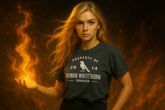 Celaena wearing Rowan Whitethorn shirt